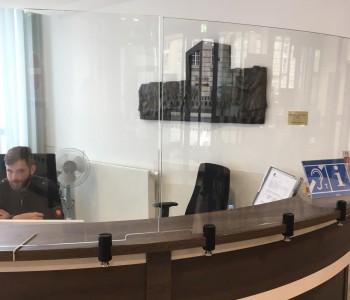 Gebogenes ESG 8 mm mit polierten Kanten für Tresenanlage.